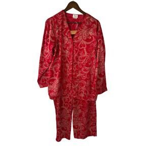 Vintage Talbots Intimates Women’s M Pajama Set Paisley Button Up No Drawstring